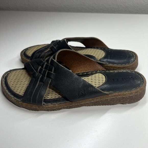 Born Brown Woven Leather Cushioned Slide Sandals US 7 M/W - Picture 7 of 10